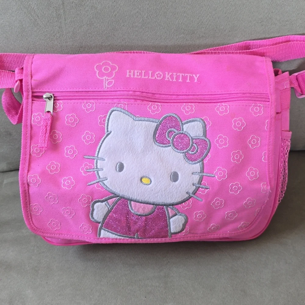 Hello Kitty Pink Kids Crossbody Bag with Glitter Bow